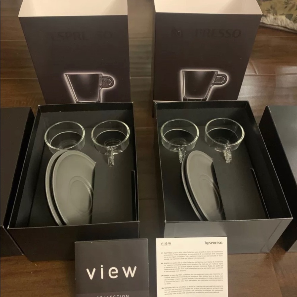 NEW Nespresso View Collection Espresso Cups and Saucers Set of 2